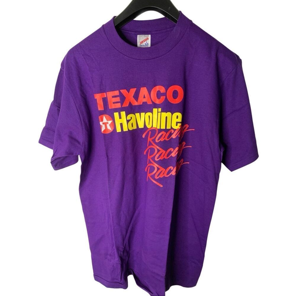 Vintage Texaco Havoline Racing t shirt purple Jerzees large cotton NEW